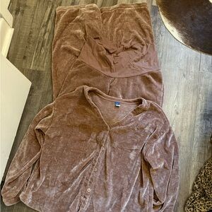 Women’s Corduroy Maternity Lounge Set - Brown